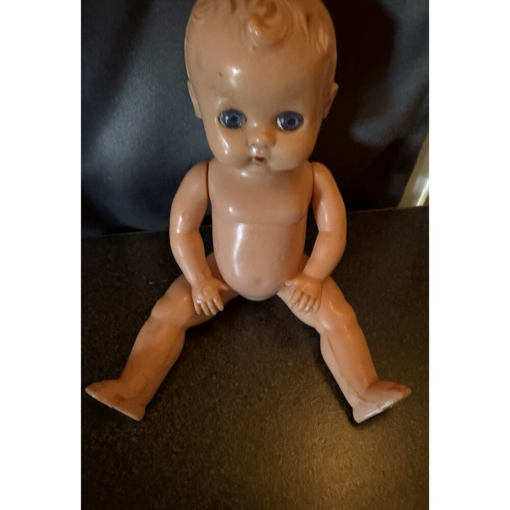 Vtg Jointed Sleepy Eyes 8" Baby Doll Hard Plastic MCM Kitsch Retro Toy